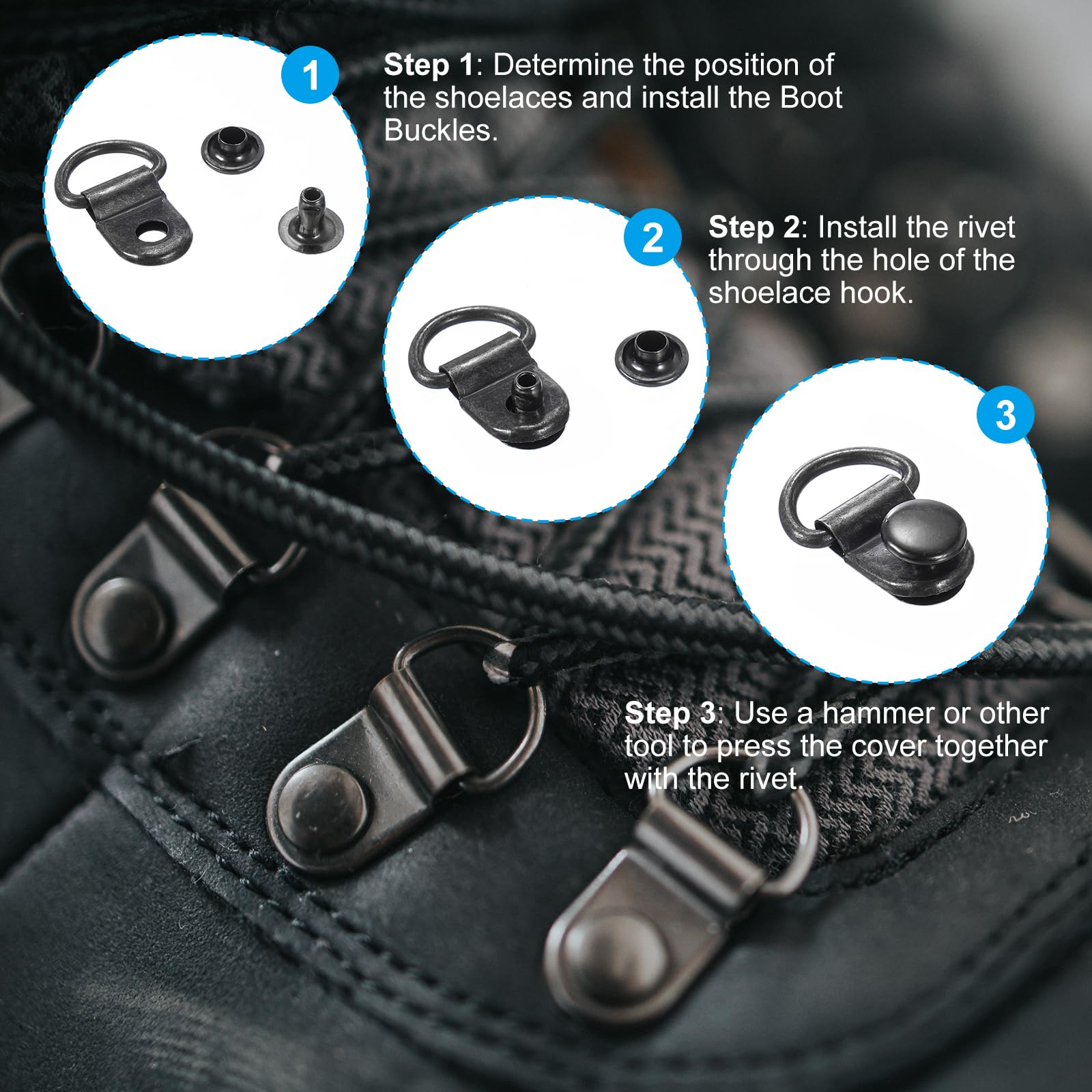 PATIKIL Schnürhaken Aus Edelstahl – 30er Pack, Schwarz, Für Schuhe & DIY