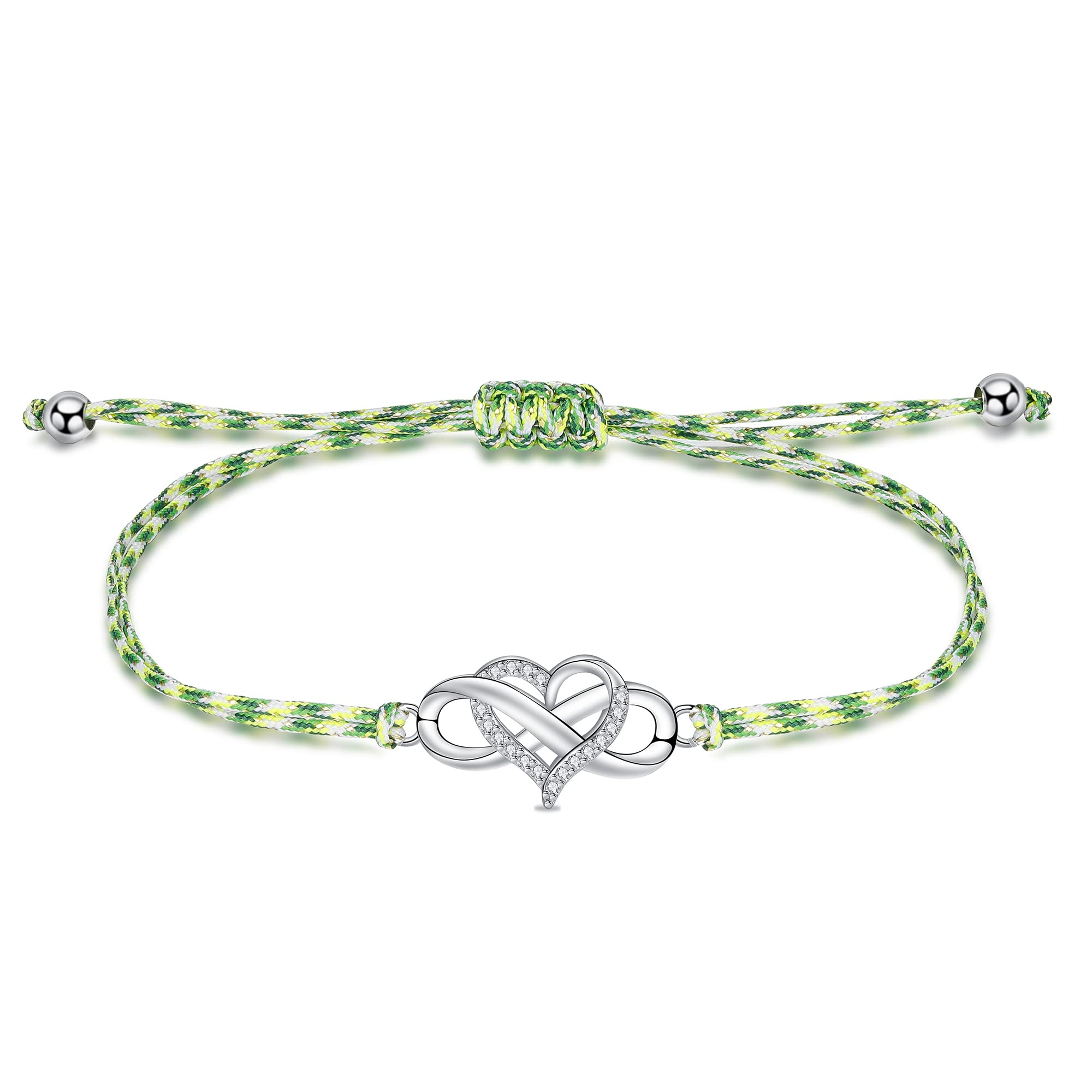 YinsenInfinity Bracelet 925 Sterling Silver Bracelets Braided Colourful Rope for Women Girls Friendship Gift Handmade Jewellery