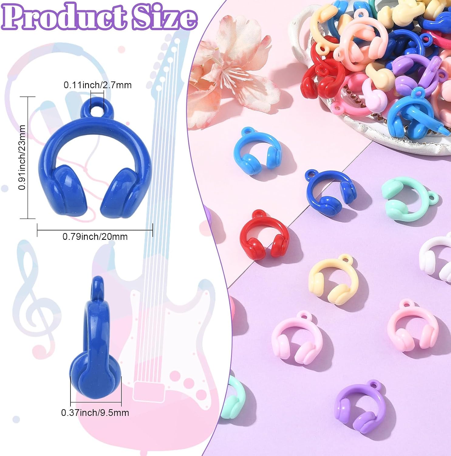 Stiesy Fruit Flower Plant Headset Acrylic Plastic Charms for DIY Jewelry Making Crafts Bracelets Necklaces