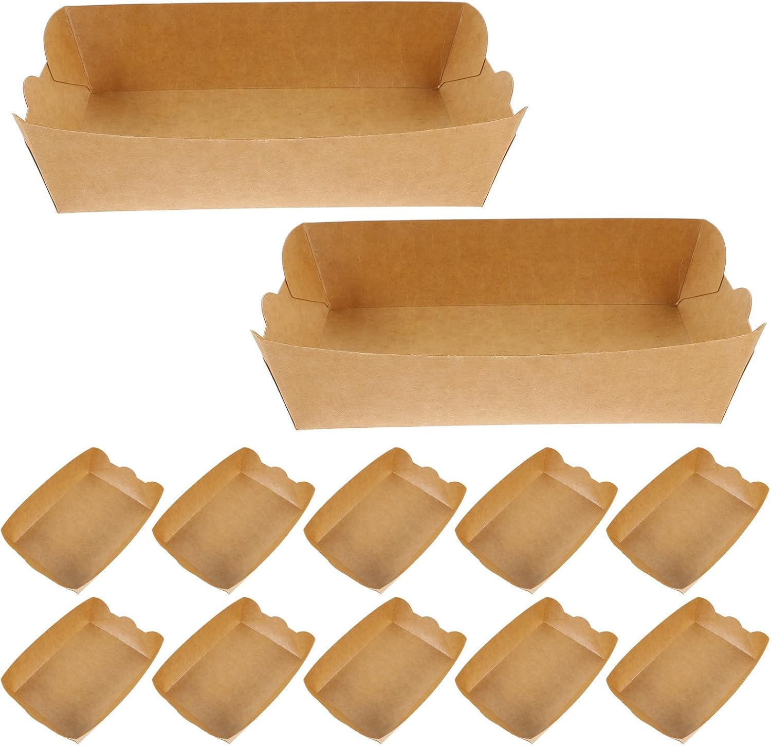 100pcs Disposable Takeout Box Food Packaging Boat Shaped Paper Containers Grease-resistant Kraft Paper for Fried Food French Fries Snacks Picnic