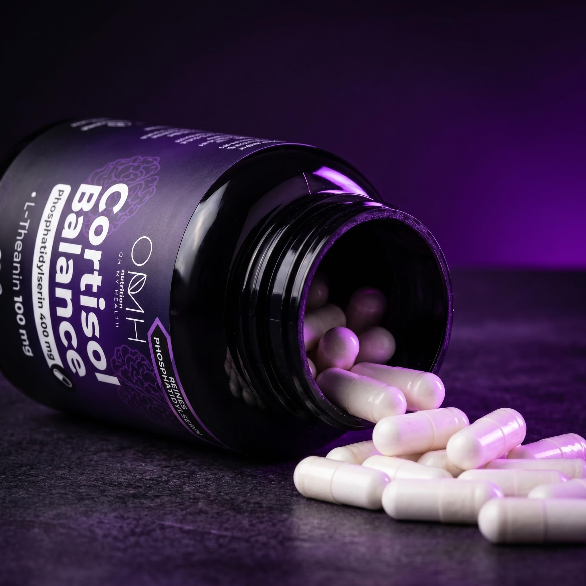 OMH Nutrition Balance Komplex Kapseln mit 400mg Phosphatidylserin + 100mg L-Theanin pro Tagesdosis – 90 Kapseln – Hochdosiert & Vegan – Premium Qualität