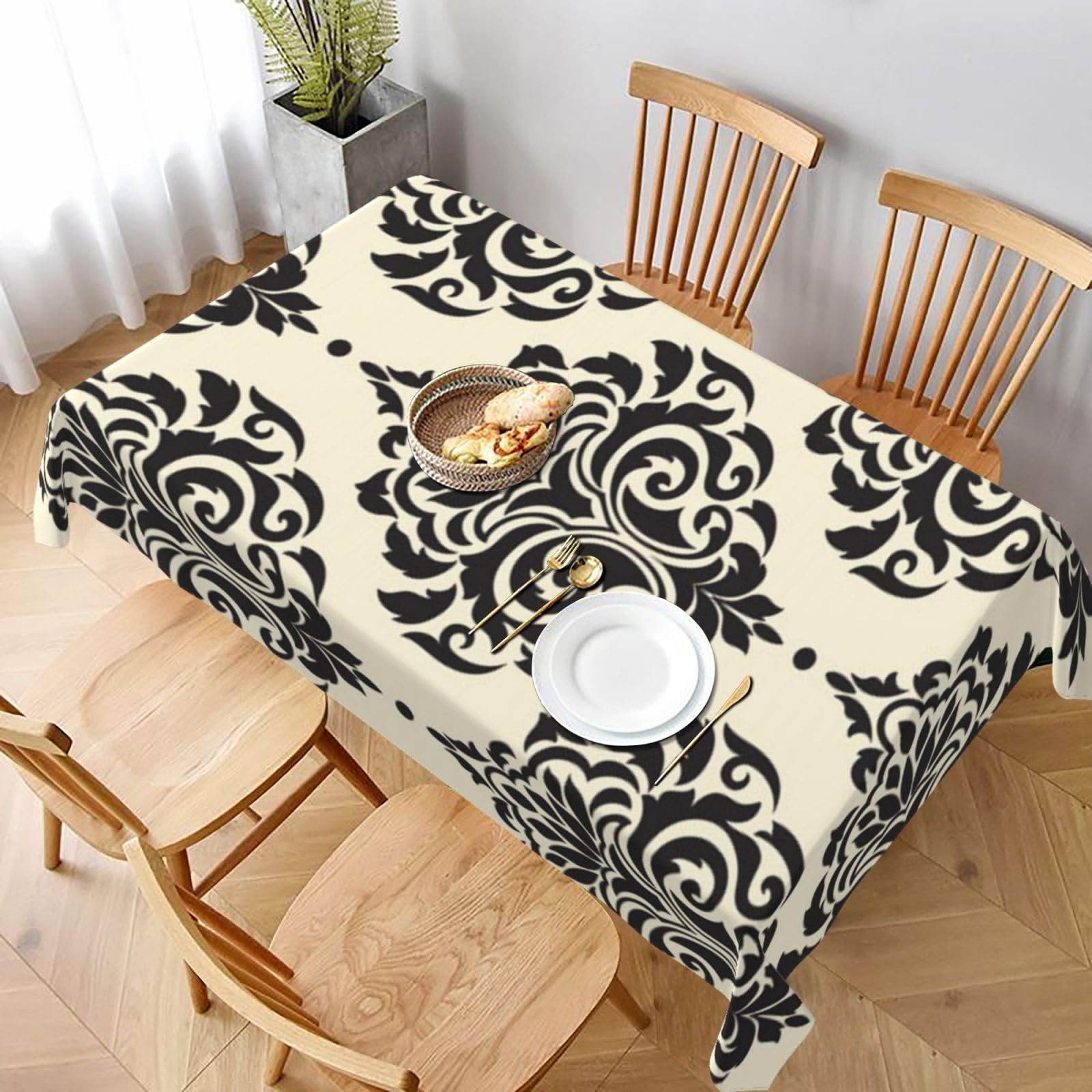 BNVSADC Asian Elephants Printed Rectangle Tablecloth 228x152 CM, Water Resistant Polyester Table Cloth Decorative Fabric Table Covers for Kitchen Dining Table Parties Camping