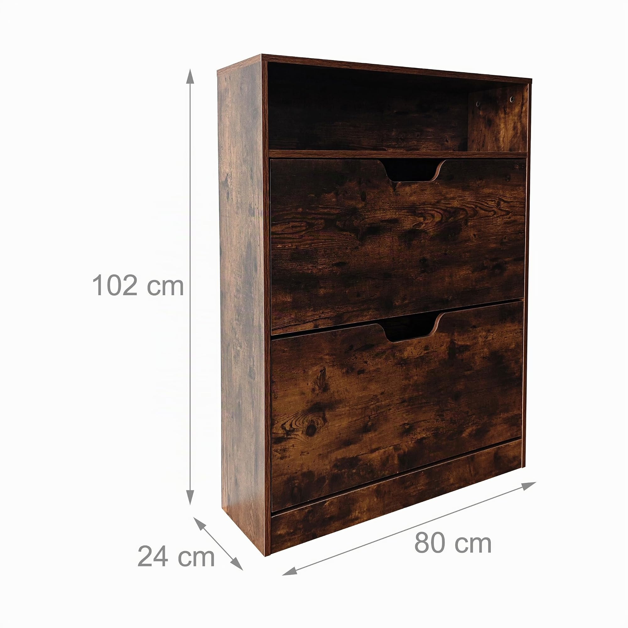 Relaxdays Scarpiera, HBT: 102x80x24 cm, 12 Paia, 2 ribalte, Ingresso, Stretta, Moderna, Marrone