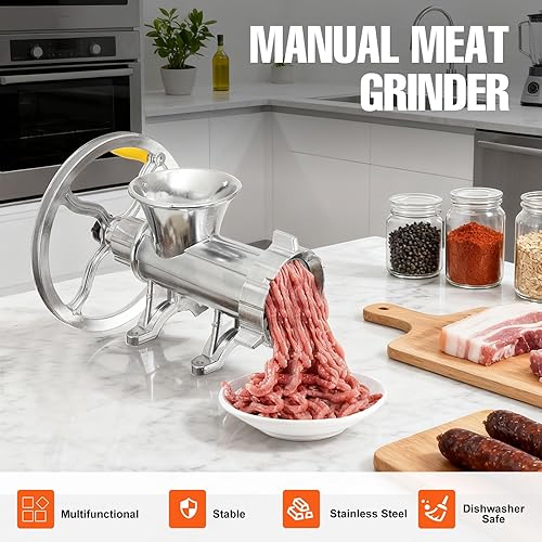 Miniatura 2 de Picadora manual de carne y verduras, picadora de carne separada, aleación de aluminio multifuncional operada a mano, 11.811 in* 7.480 in