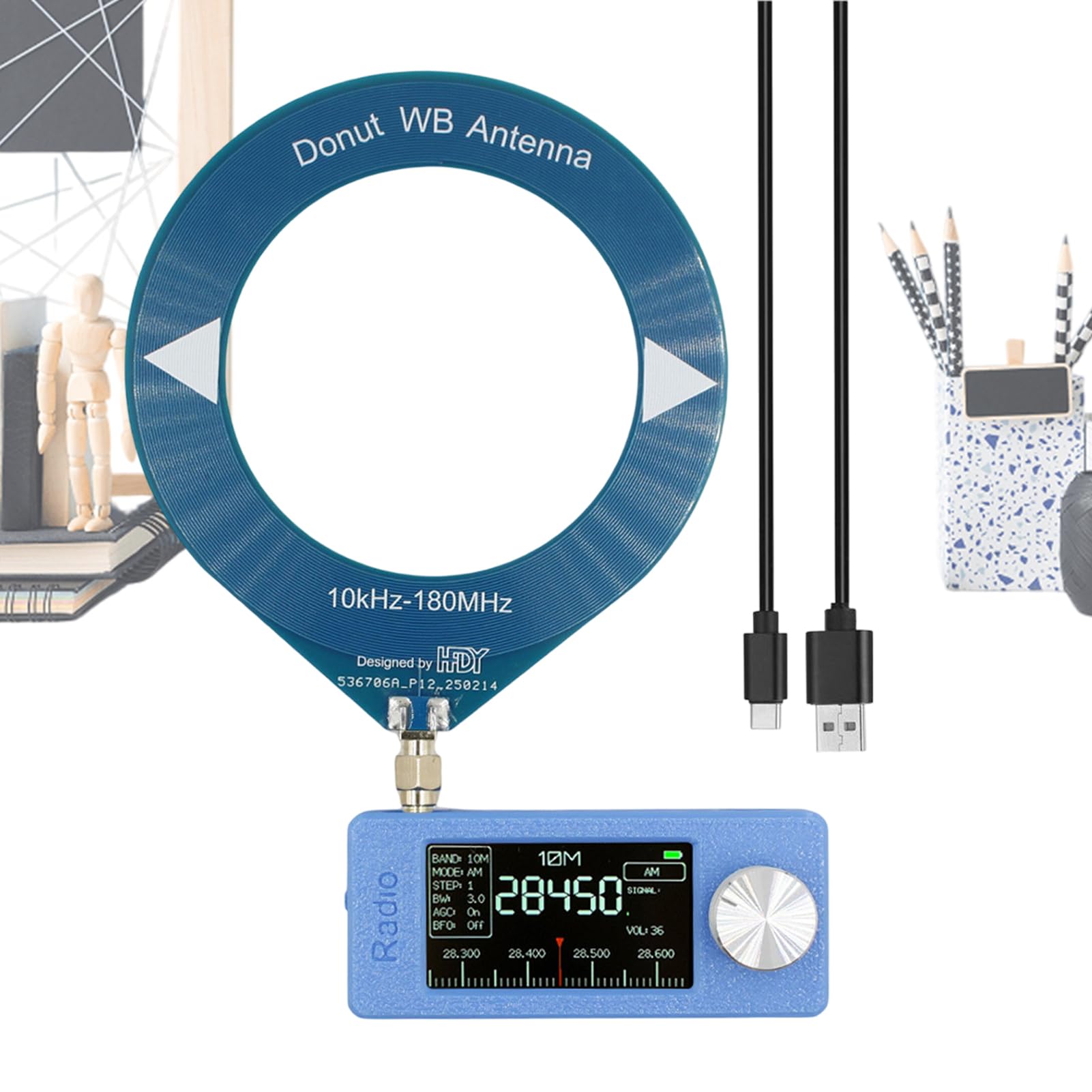 Receptor Estéreo FM Receptor de Radio FM de Bolsillo | 800mA Con Pantalla HD IPS De 4.8 Cm, Antena, LSB, USB, AM, Reproductor Para Hogar, Karaoke, Vehículo, Teatro, Autocaravana,