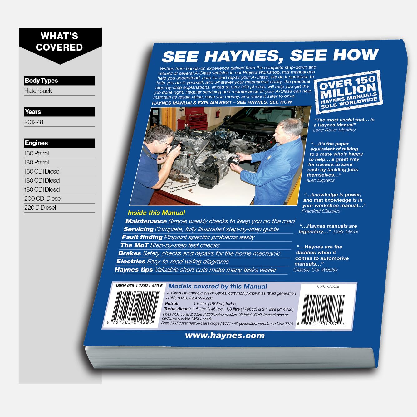 Mercedes-Benz A-Class Sept 12 - May 18 (62 to 18 reg) Petrol & Diesel Haynes Repair Manual