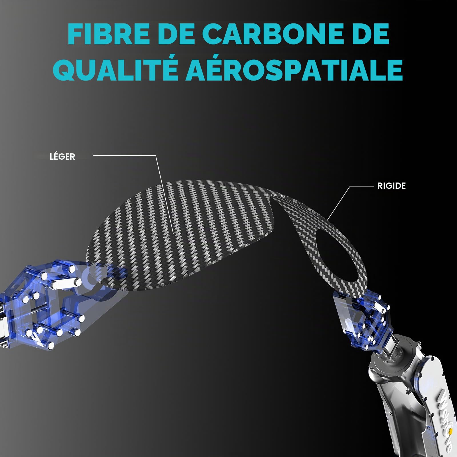 Semelles en fibre de carbone avec soutien de la voûte plantaire - Semelles de performance absorbant les chocs Welnove pour le sport actif - Retour d'énergie et protection contre les blessures-L 41-42