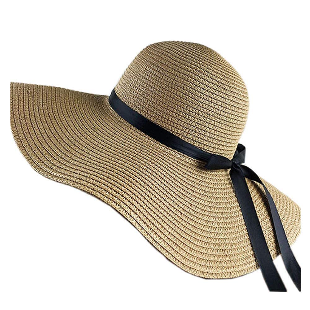 Sombrero para el Sol Paja Mujer Floppy Plegable Bowknot Playa