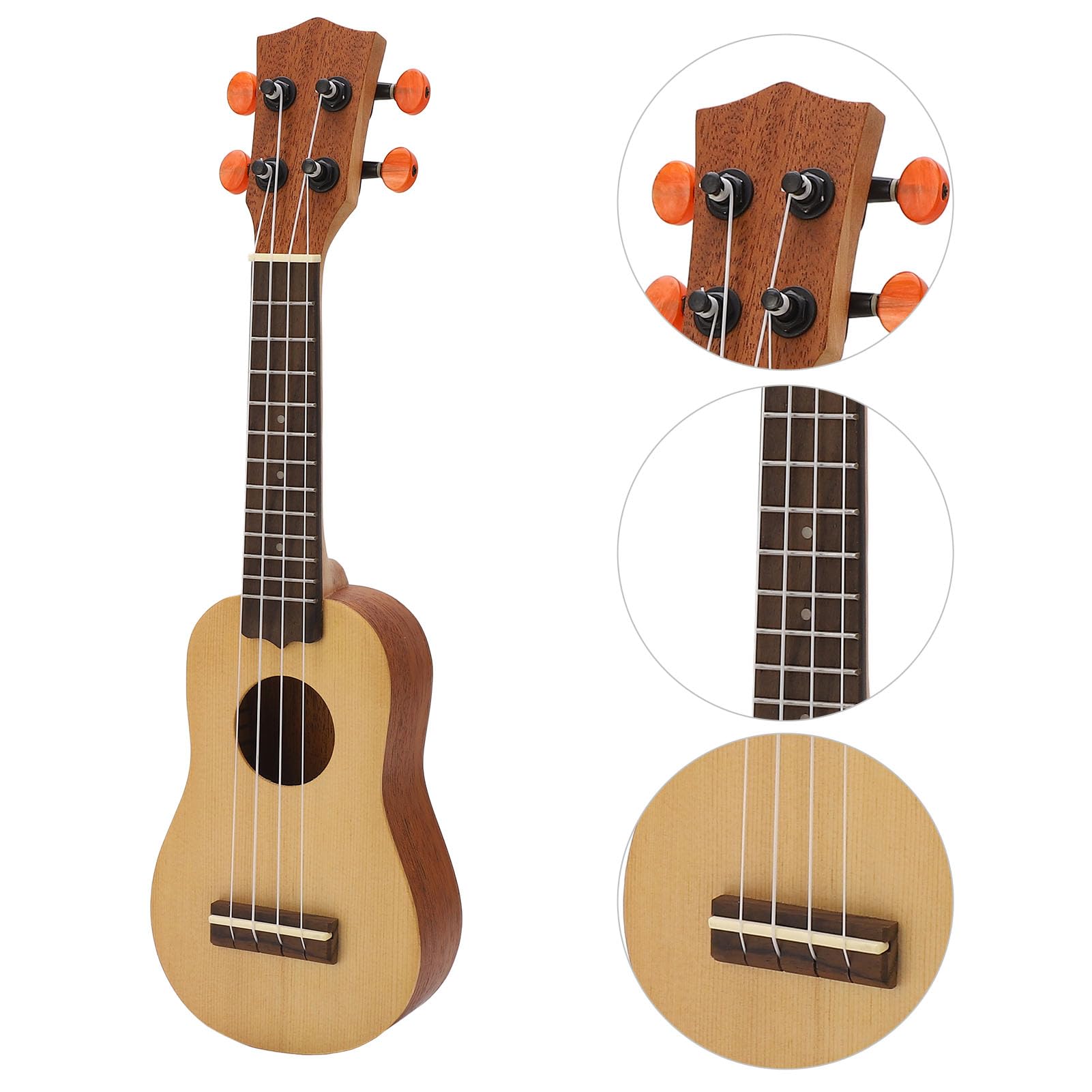 Abete Solido da 16 Pollici in Legno Solido Ukulele Mini Strumento a Corda per i Professionisti dei Principianti Viaggiano Compatto Compatto Leggero