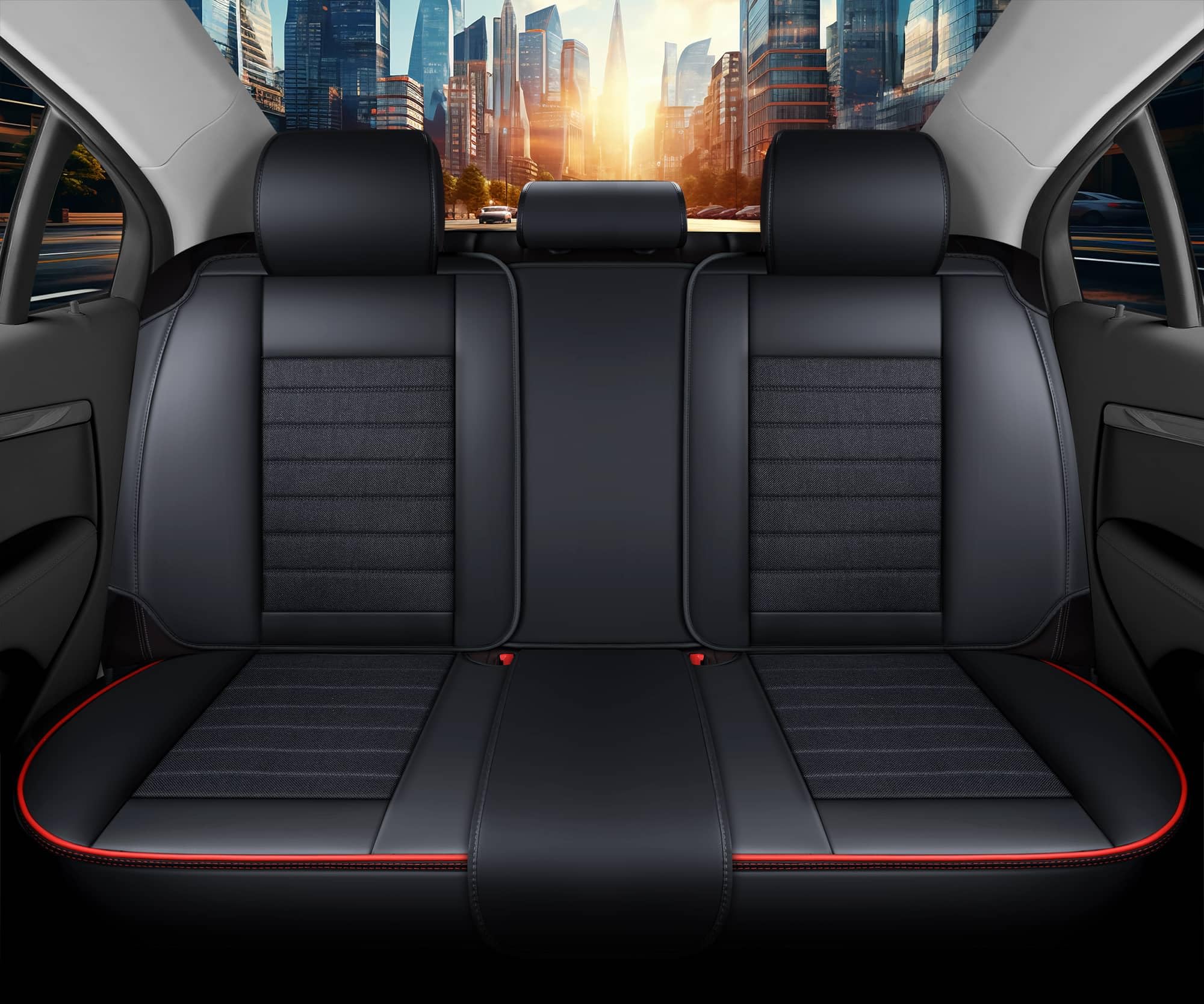 Autositzbezüge Universal für PKW & SUV – Premium Schonbezüge Komplettset Schwarz, hochwertig verarbeitet für mehr Sitzkomfort, Airbag-kompatibel Sitzauflage, für Vorder- und Rücksitze