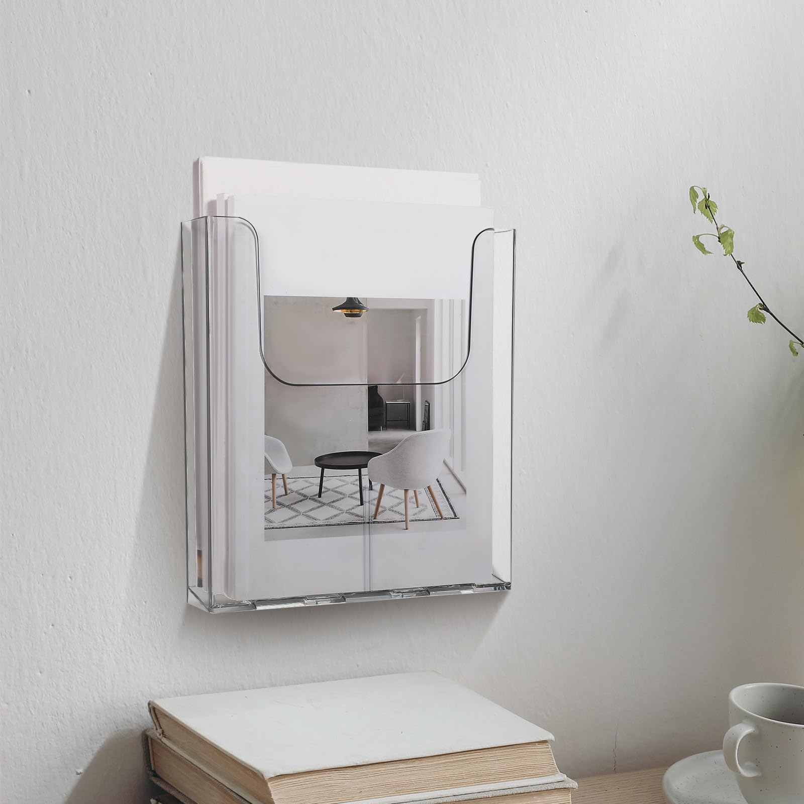 minkissy 2 Piezas Soporte de Pared para Acrílico Transparente Folletos A4