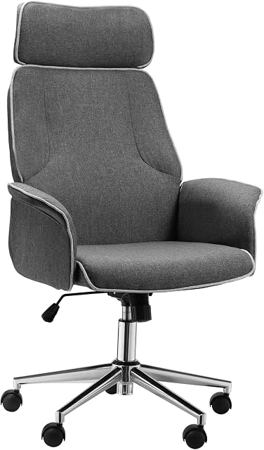 Vinsetto Office Chair Rocking Chair with Wheels Executive Adjustable High Back Grey