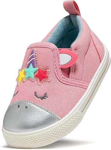 HLMBB Toddler Shoes Unisex Cartoon for Baby Boys Girls Shoes Cute Animal Hard Bottom Canvas Sole Kids Running Walking Sneakers