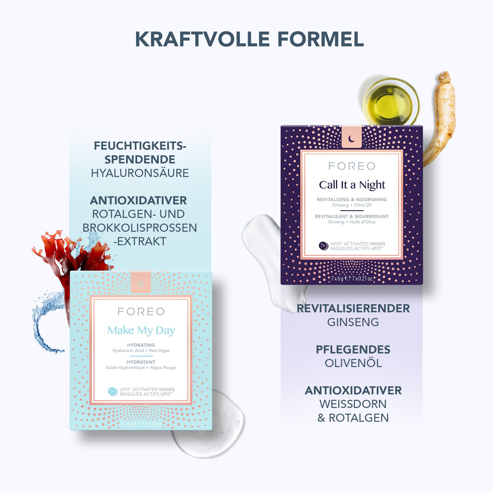 FOREO LED to Lovely UFO 3 LED Set - Masken-Hautpflegegerät + 14 UFO-aktivierte Masken + IRIS Aufhellende C-Konzentrat-Augencreme, 15 ml - Pflege