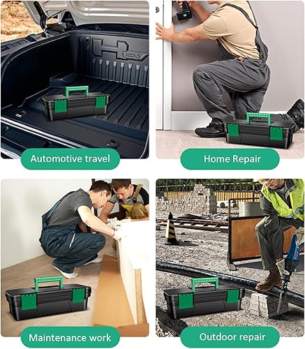 Miniatura 9 de Caja de herramientas portátil de 10 pulgadas, organizador grande de manualidades con asa, caja de almacenamiento de herramientas de bloqueo,