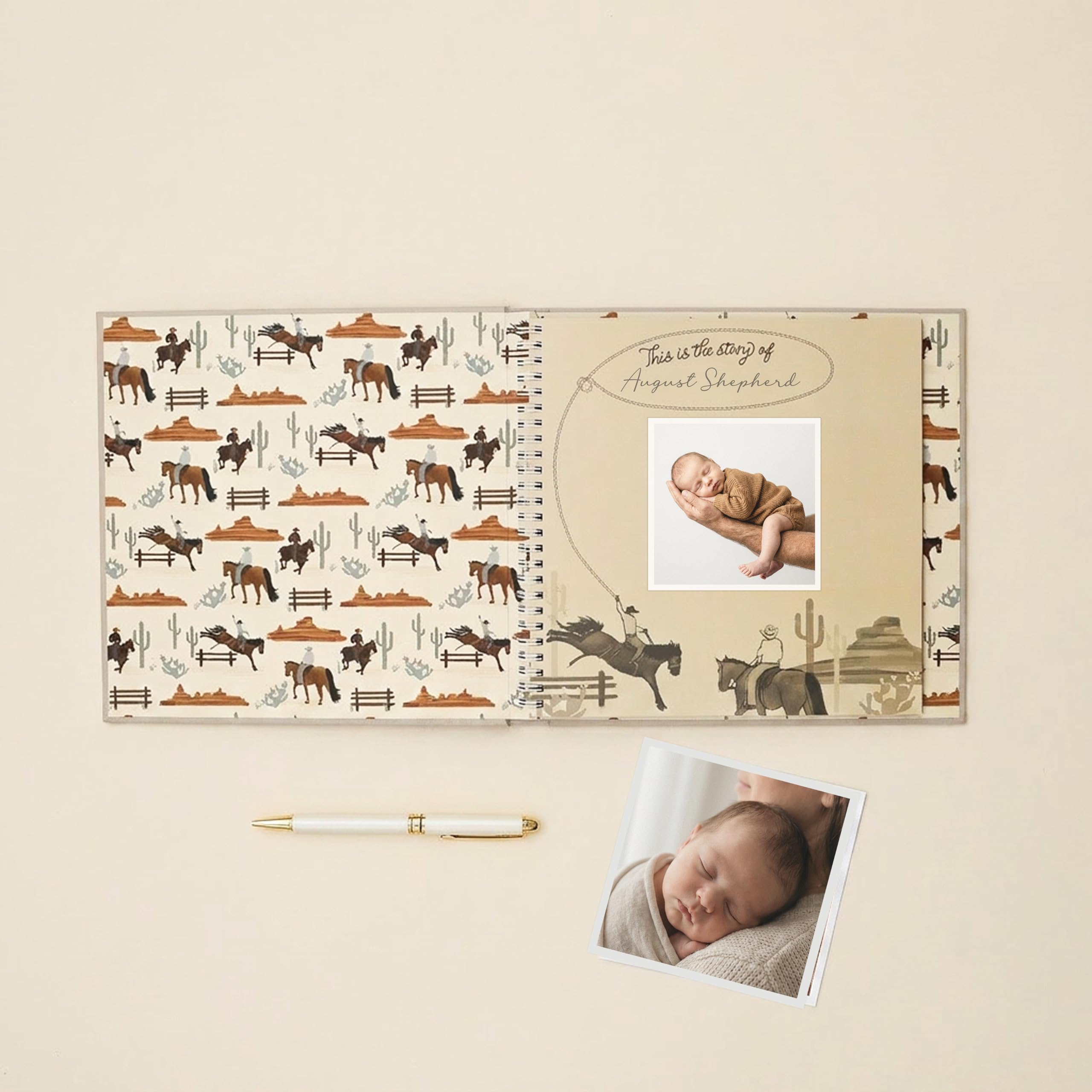 Lucy Darling My First Rodeo Baby Memory Book – Diario del primo anno, 5 anni pietra miliare scrapbook e album fotografico – ricordo per bambino o ragazza – regalo ideale