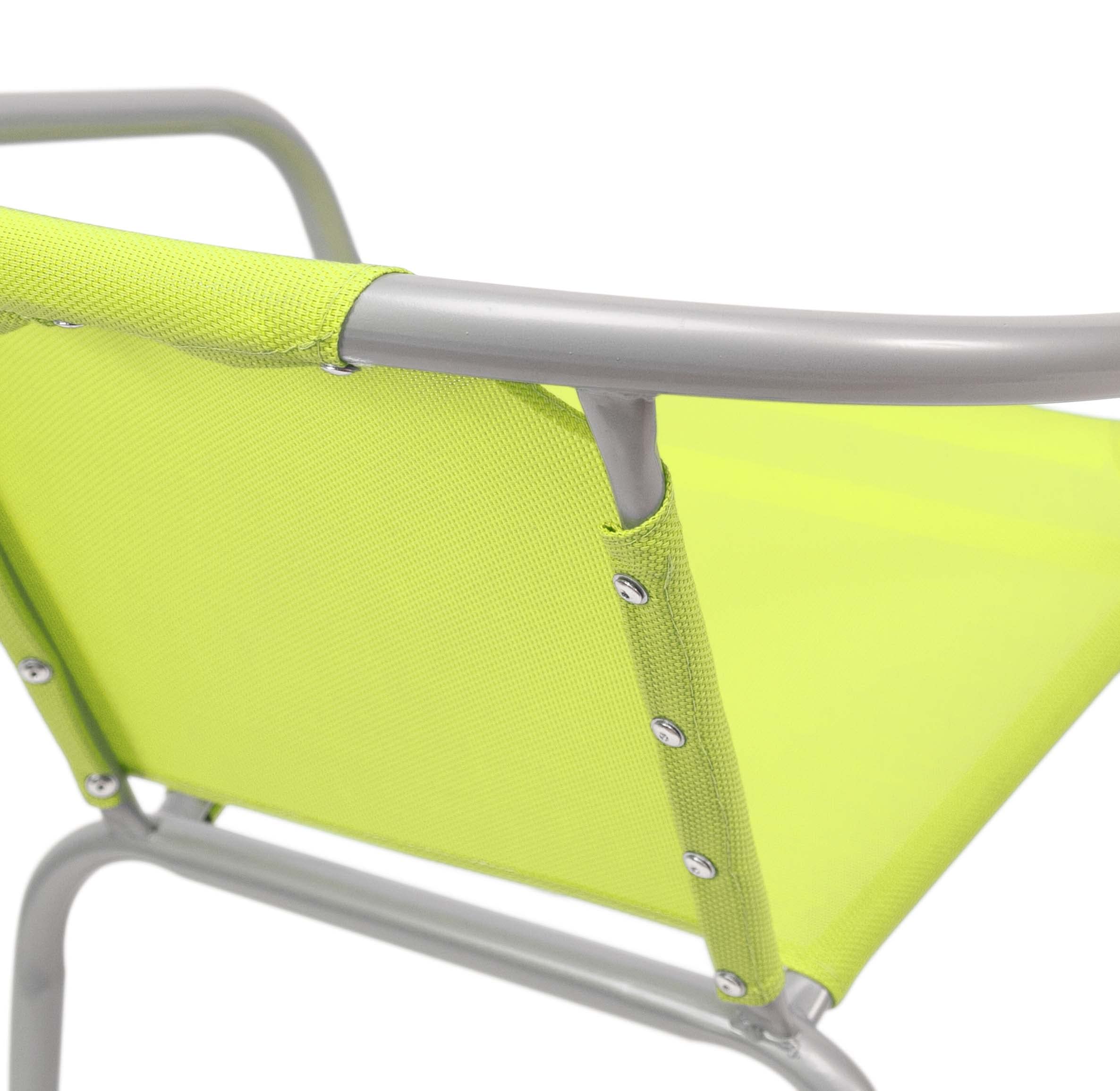THE SECRET HOME - Pack de 2 Sillas en Lona para Jardín - Silla de Acero Apilable - Asiento de Exterior para Balcón, Terraza y Jardín con Asiento de Tela (Verde)