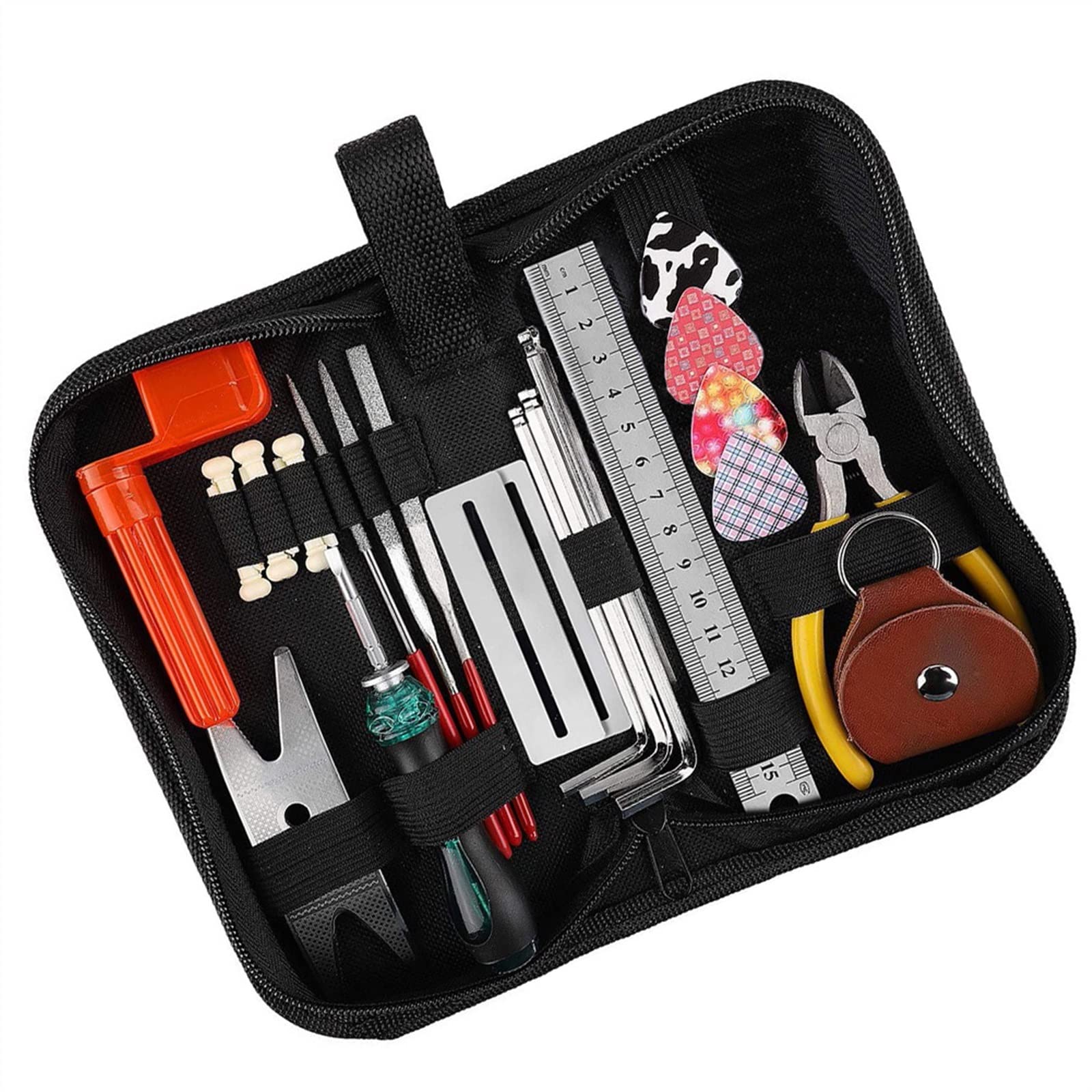 Gitara Naprawa Zestaw Narzędzi Do Czyszczenia Konserwacji Z Kostkami Do Gitary String Winder Bridge Pins Ściągacz Profesjonalny Narzędzia do Gitary