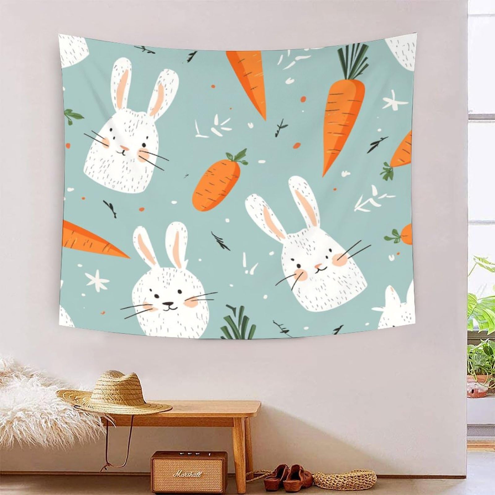 Tissu pour la chambre tapisserie lapin 3D grand format 230cm
