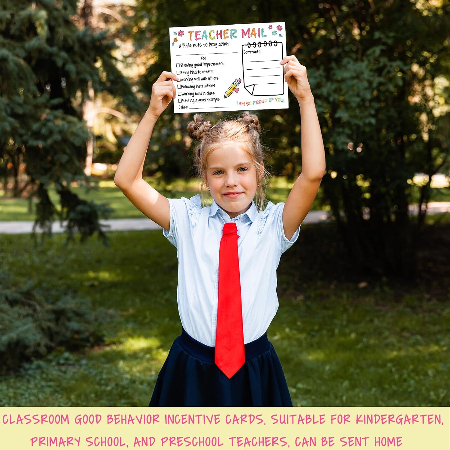 50PCS Happy Teacher Mail Notes to Parents, Positive Behavior Cards for Students, Elementary Classroom Supplies image 2
