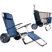 CampAir 2-in-1 Lettino da spiaggia con ruote o carrello pieghevole