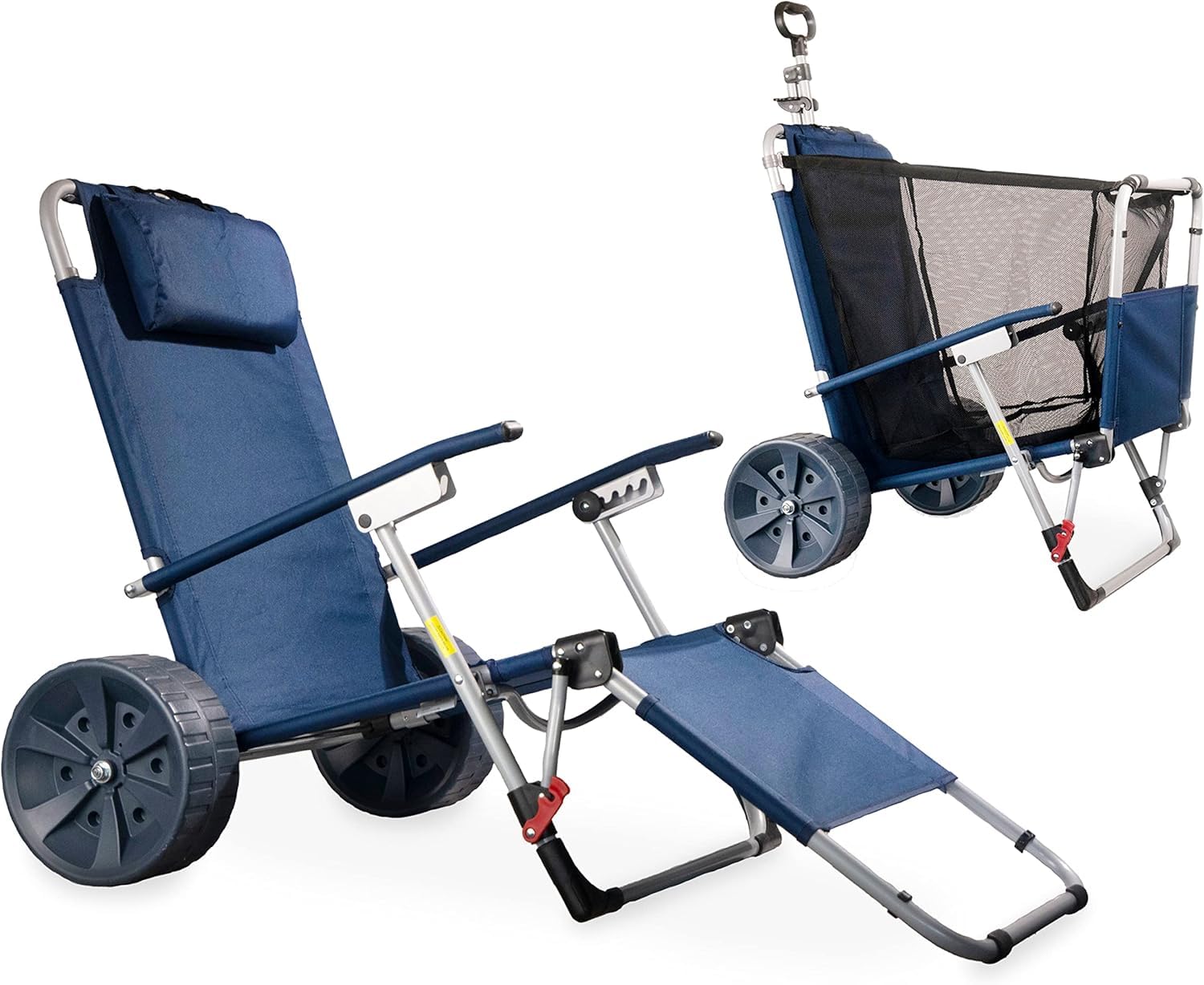 CampAir 2-in-1 Faltbarer Handwagen und Strandliege mit Rollen, blau