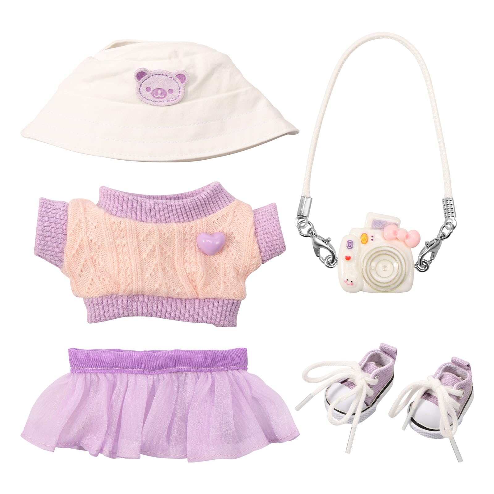 5-teiliges Puppenkleidung Set Für 15-17cm Plüschtiere - Süße Outfits In Lila Und Pink