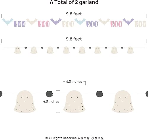 Miniatura 2 de Cheerland Decoraciones de fiesta de Halloween, guirnalda pastel de murciélago y fantasma, pancarta colgante para cabina de fotos, telón de fondo