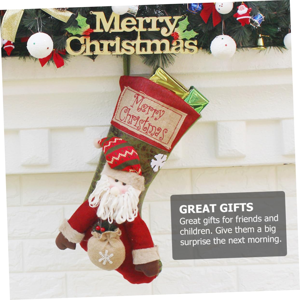 Cabilock 3pezzi Calza della Befana Regalo di Natale Calzino per Caramelle di Natale Creativo Sacchetto Appeso Forniture Natalizie per Decorazioni Casa e Feste Regali per Amici e Ragazzo