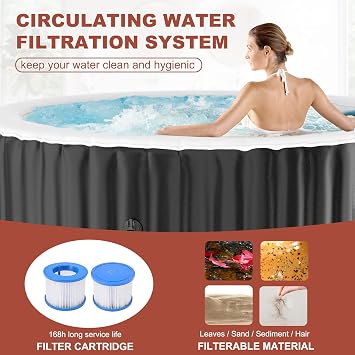 LILYPELLE 2-4 Person Inflatable Hot Tub, Round Portable Hot Tub