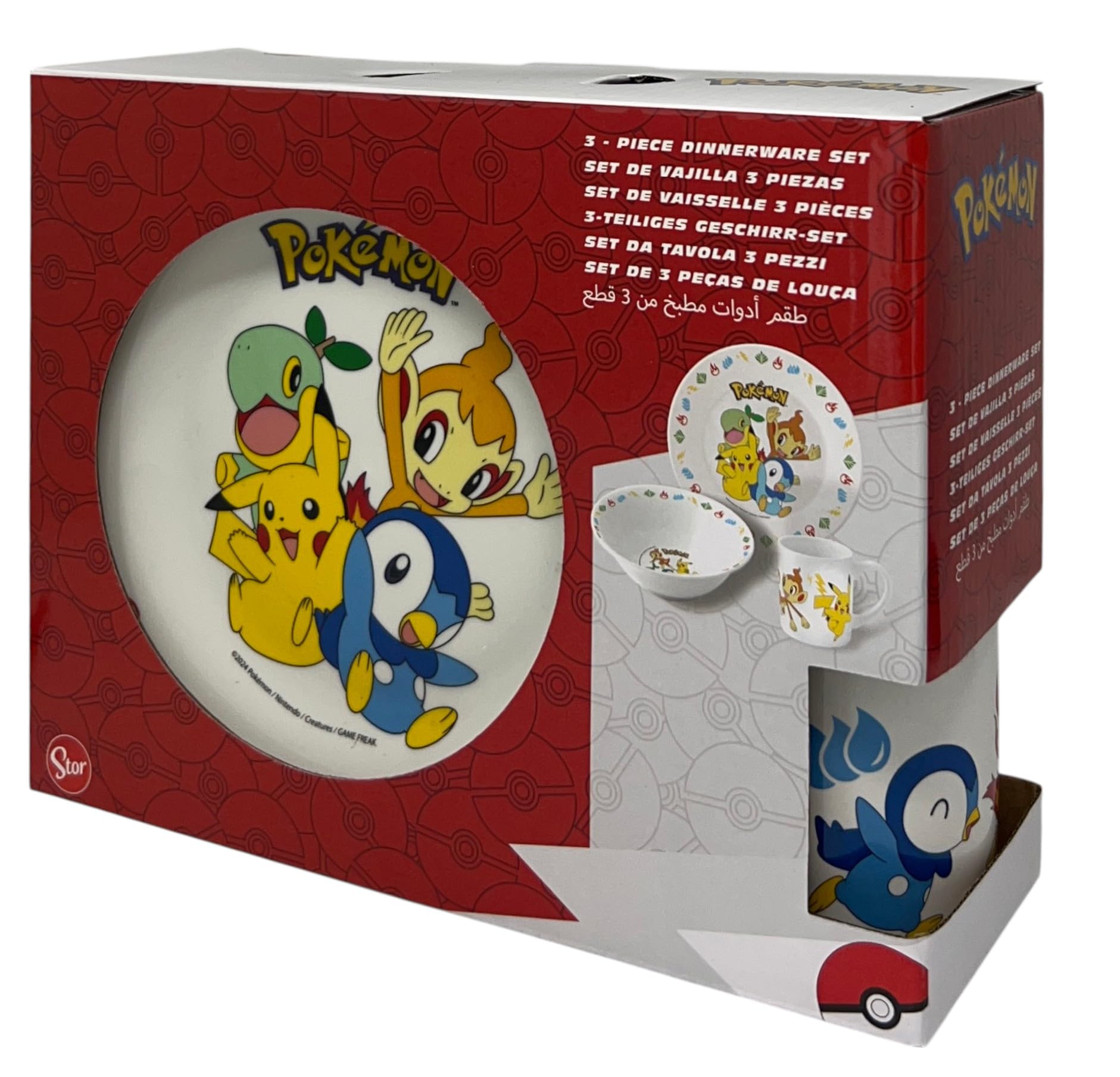 CARTOON 3-teiliges Set aus Keramik Pikachu Pokémon Tasse Schüssel Teller Kindergeschirr Tafelservice im Karton Küche, Haushalt & Wohnen