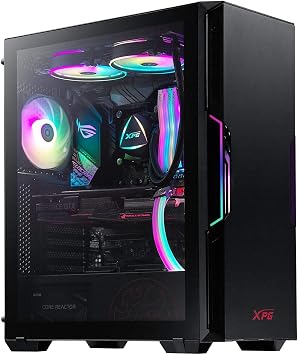 ADATA XPG POWERFUL Medium Computer Case, ATX/Micro ATX, Mini-ITX, Compact Size, Tempered Glass Side Panel, I/O USB 3.0 Port, Black