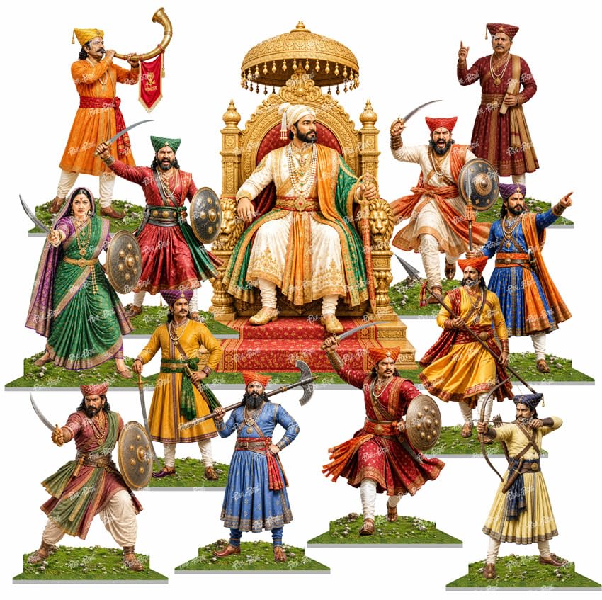 Chhatrapati Shivaji Maharaj MDF Cutout Set (13 Pieces) | Premium Wooden Home Decor Showpiece | Shiv Jayanti Decoration | Maratha Warrior Table Decor | Festival Decoration-image-27