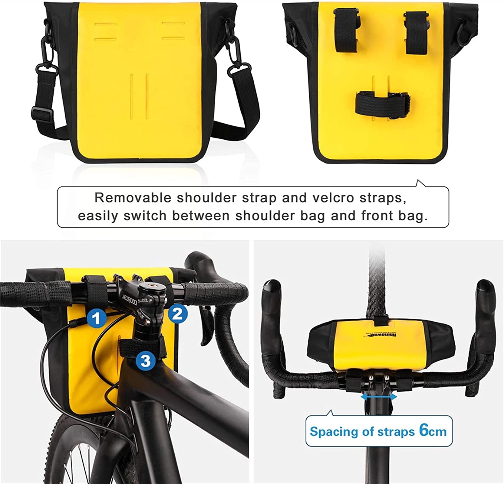 Rowerowa torba górska rowerowa rowerowa rowerowa wodoodporna wielofunkcyjna kierownica czarterowa torba przednia(Giallo)