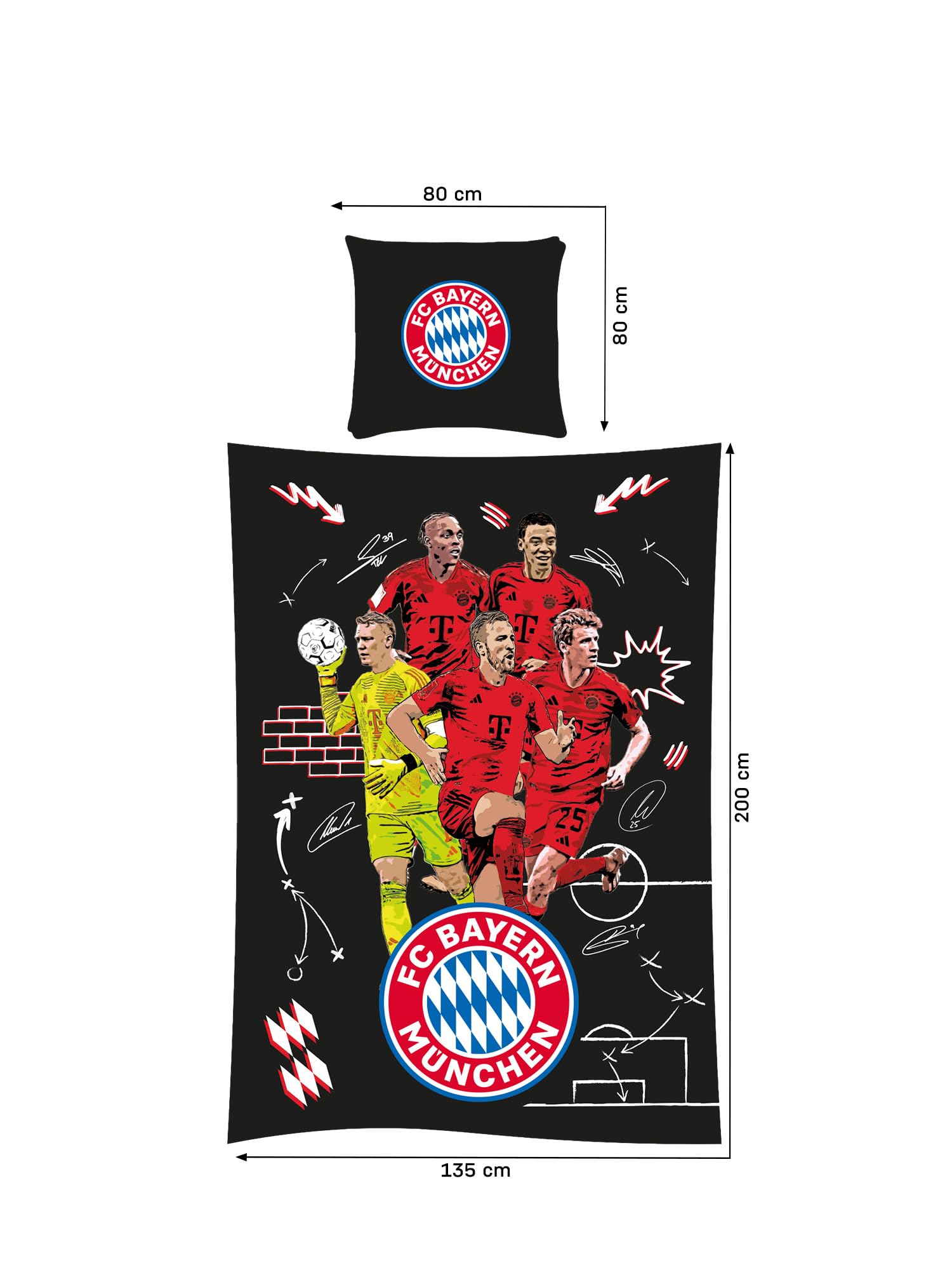 FC Bayern München Biancheria da letto Player 2024-25 Nero 135 x 200 cm