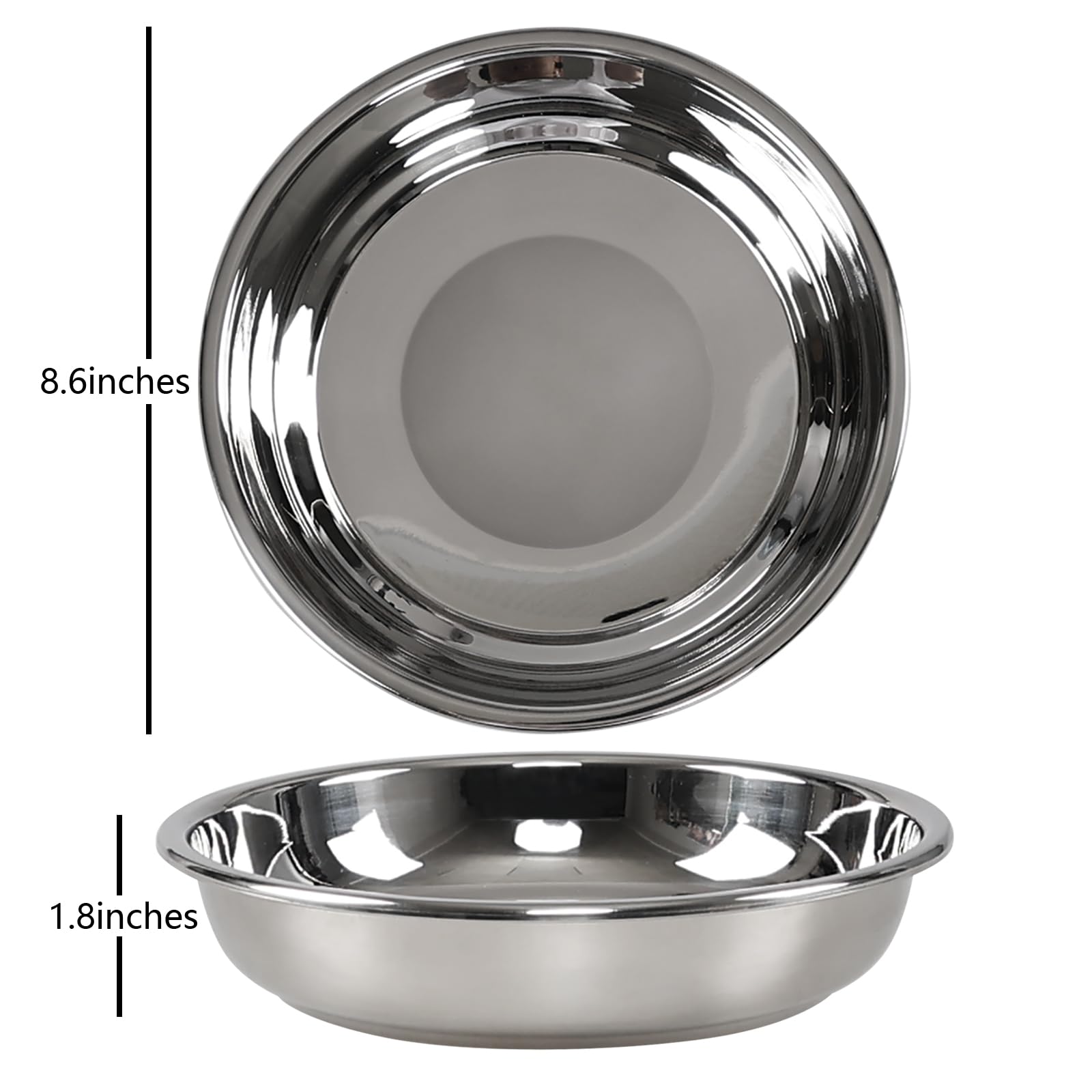 Fabnati Set of 4 Stainless Steel Plates for Eating, Round Camping Serving Plate Set