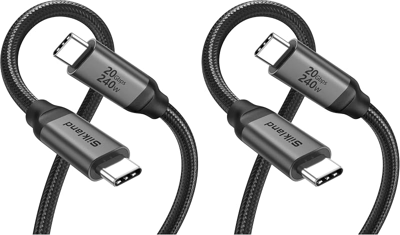 Silkland USB C Monitor Cable 6.6FT, 8K@30Hz, 4K@144Hz/120Hz, 4K@60Hz Output (Pack of 2)