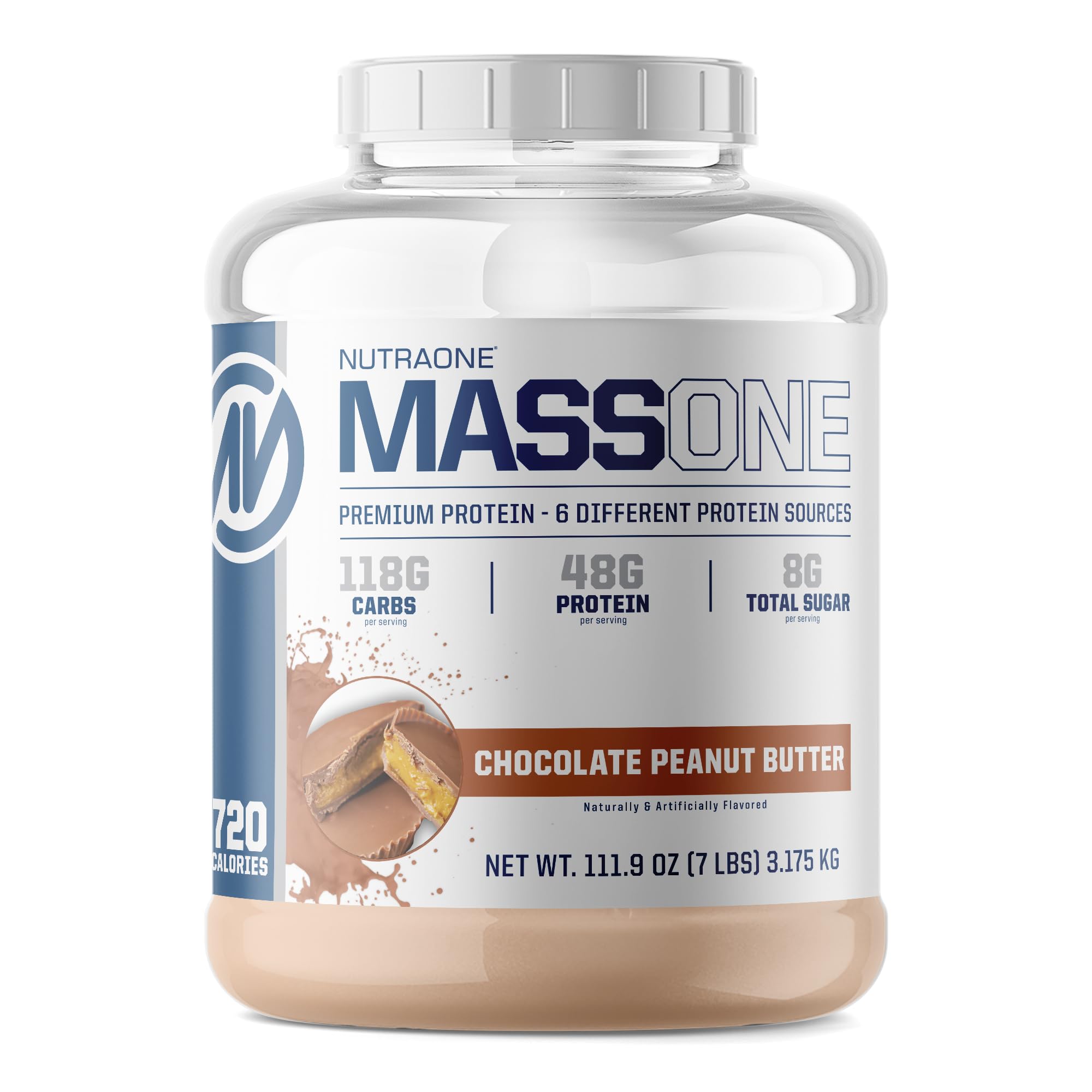 NutraOne Massone Mass Gainer Protein Powder Gain Mass Protein Meal Replacement (Chocolate Peanut Butter - 7 lbs.)
