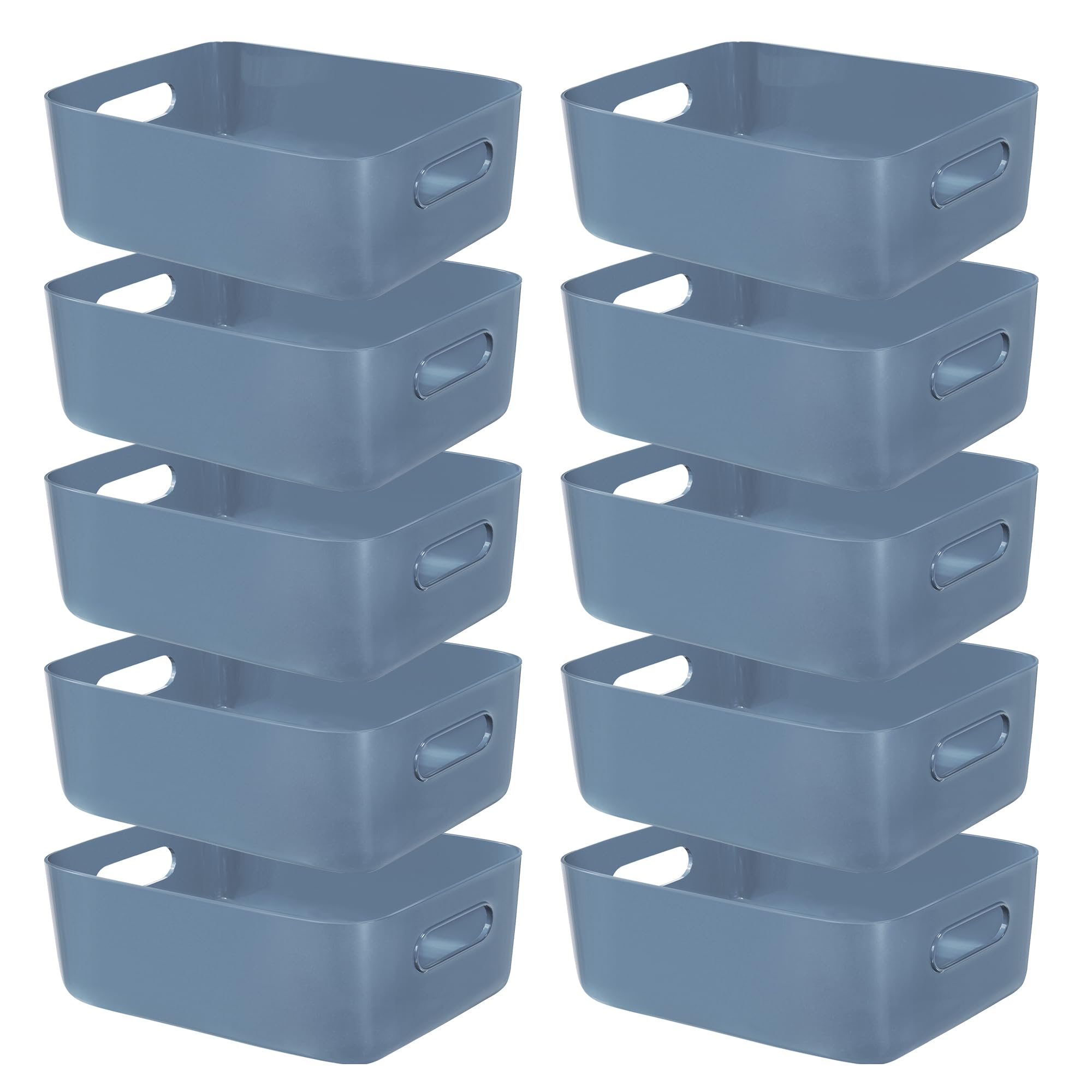 LYLIDIA Aufbewahrungsbox Kunststoff Klein 10 Stück 25x16x10 cm Aufbewahrungskorb Korb Küche Blau Aufbewahrung Plastik Kisten Körbe für Badezimmer Schrank Regal Organizer Boxen