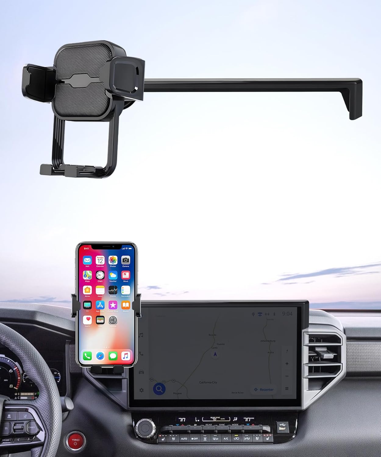 Car Phone Holder for 2022-2026 Toyota Tundra/2023-2026 Sequoia, 360° Rotation, 14-inch Screen Fixed Clip, Auto Accessories Navigation Bracket, Interior Decoration Mobile Phone Mount