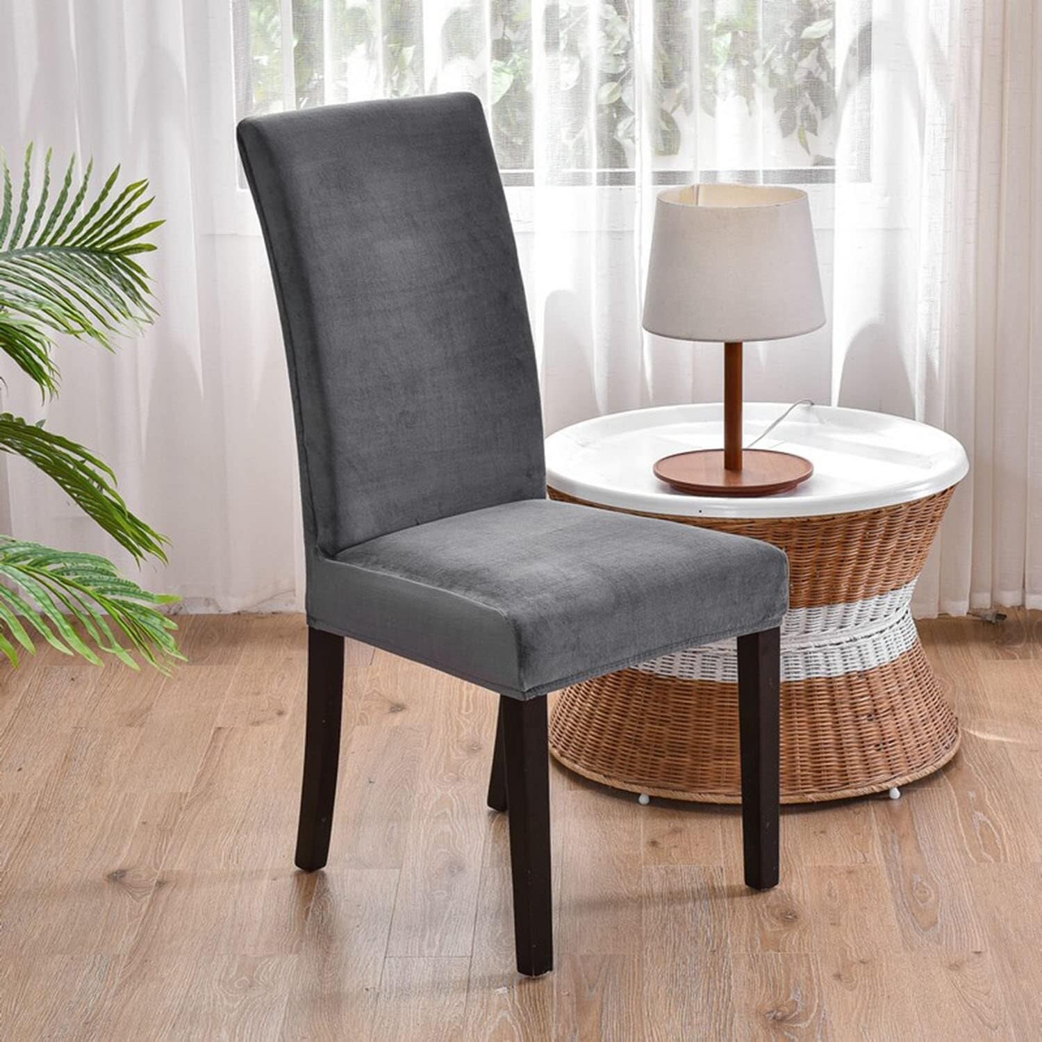 NMVAWIPT Luxury Velvet Dining Room Chair Covers, Stretchable Slipcovers With Elastic Band, 2 Pack Universal Fit(#10)