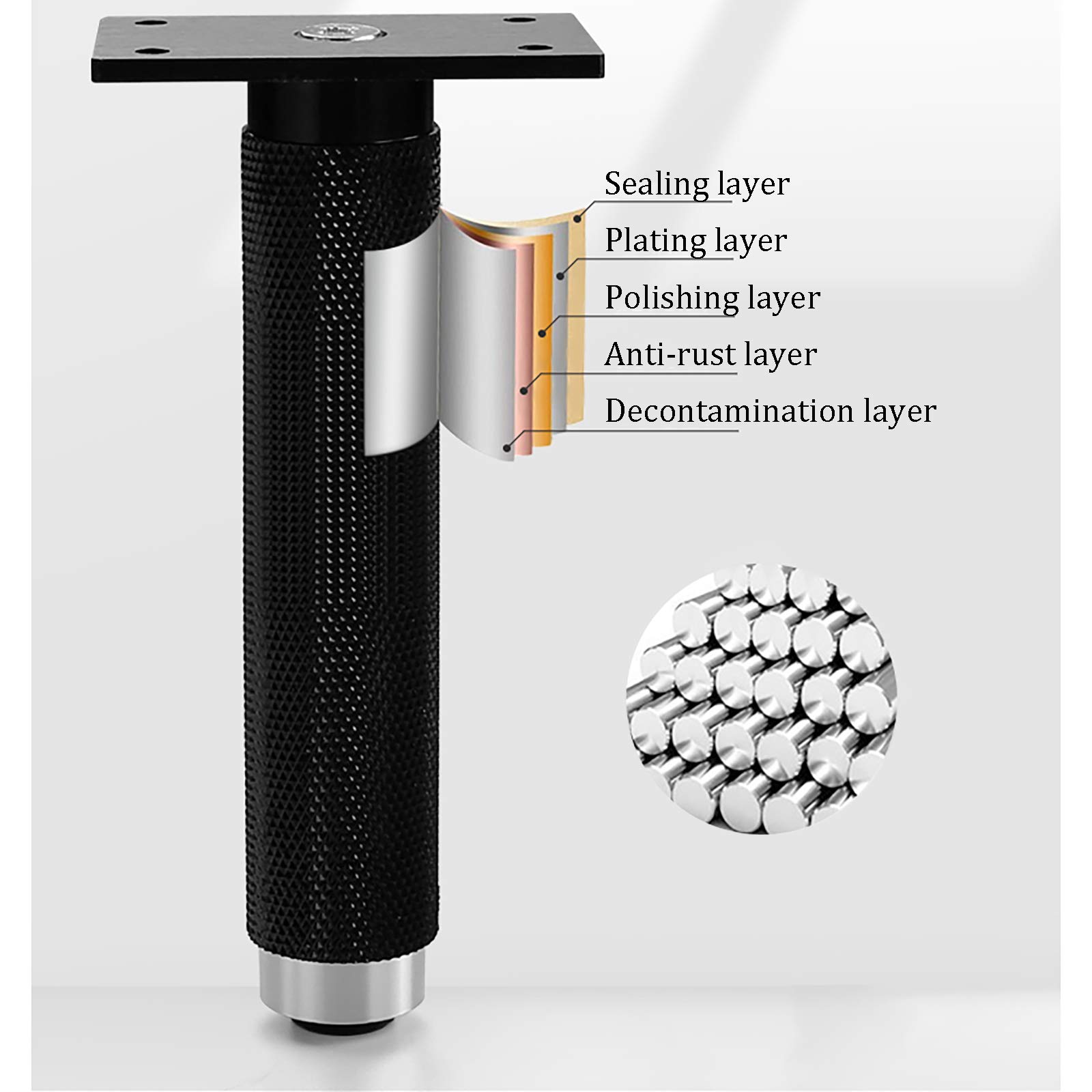 Gambe per Mobili Regolabil, Set di 4, Piedino per Tavolo, DIY Mobili Tavolo in Gambe,Piedini per Mobili in Lega di AAlluminio, per Armadio, Divano, Sedia, Tavolino ,Viti inclusi,Grigio,30cm/11.81in