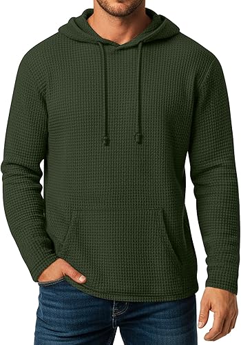 Sudaderas con capucha para hombre, grandes y altas, de manga larga, de punto tipo gofre, casuales, con cordón, con bolsillo