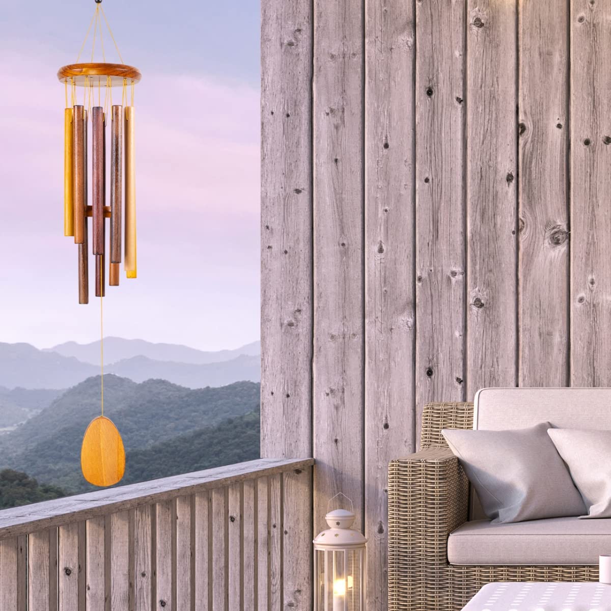 CIM Campane tubolari da Giardino - Melody Timber Musical - Lunghezza Totale: 75cm - a Prova di intemperie - Carillon - Decorazioni Giardino