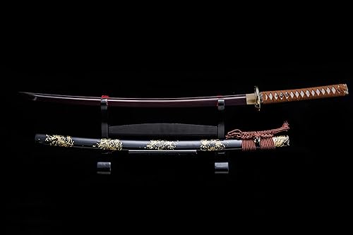 Miniatura 9 de Samurai Katana,1060 acero de alto carbono,Acero T10,Acero de Damasco,Aleación Tsuba,Mango de madera maciza