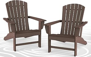 BRIOPAWS Adirondack-Chairs-Set of 2 | Brownwood Grain |Fire Pit Chair | Oversized | HDPE Plastic | Weather Resistant | for Deck Outdoor Poolside Campfire