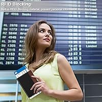 Vista 129 de FINTIE Soporte para pasaporte, cartera de viaje delgada con bloqueo RFID, funda protectora para pasaporte, esencial con ranuras para tarjetas
