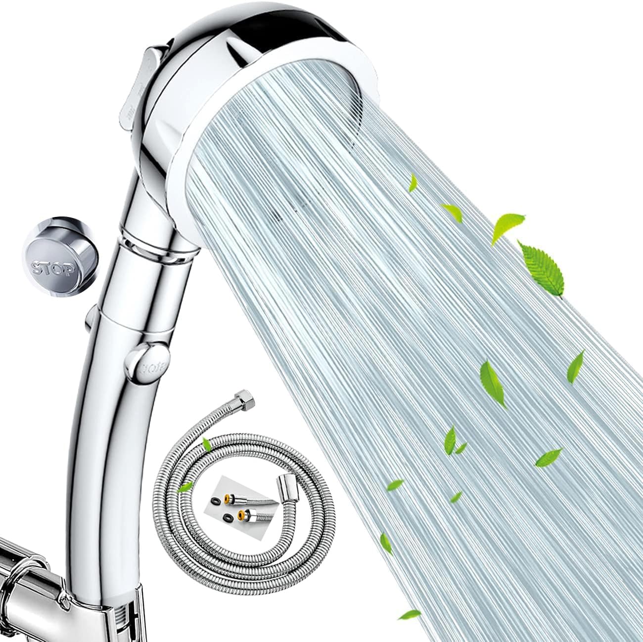 NOSAME Shower Head, Filtration High Pressure Shower Head Water Saving with 3 Mode Function Spray Handheld Showerheads for Dry Skin & Hair (Silver (Shower Head and Hose))