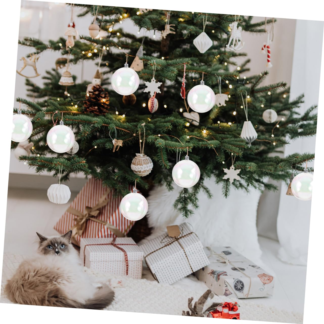 Beaupretty 40piezas Bolas Decorativas De Arcoíris para Navidad Adornos Transparentes De Bolas