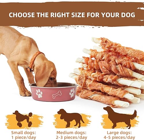 Miniatura 6 de Jungle Calling Golosinas para perros, palitos de cuero crudo envueltos en pollo para perros, deliciosas y nutritivas golosinas de recompensa de